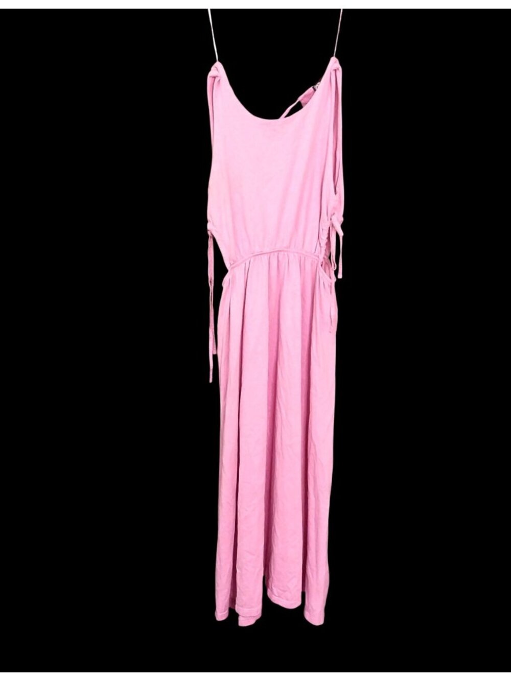 Zara Size M Pink Sleeveless Maxi Dress W Adjustable Side Ties Lightweight